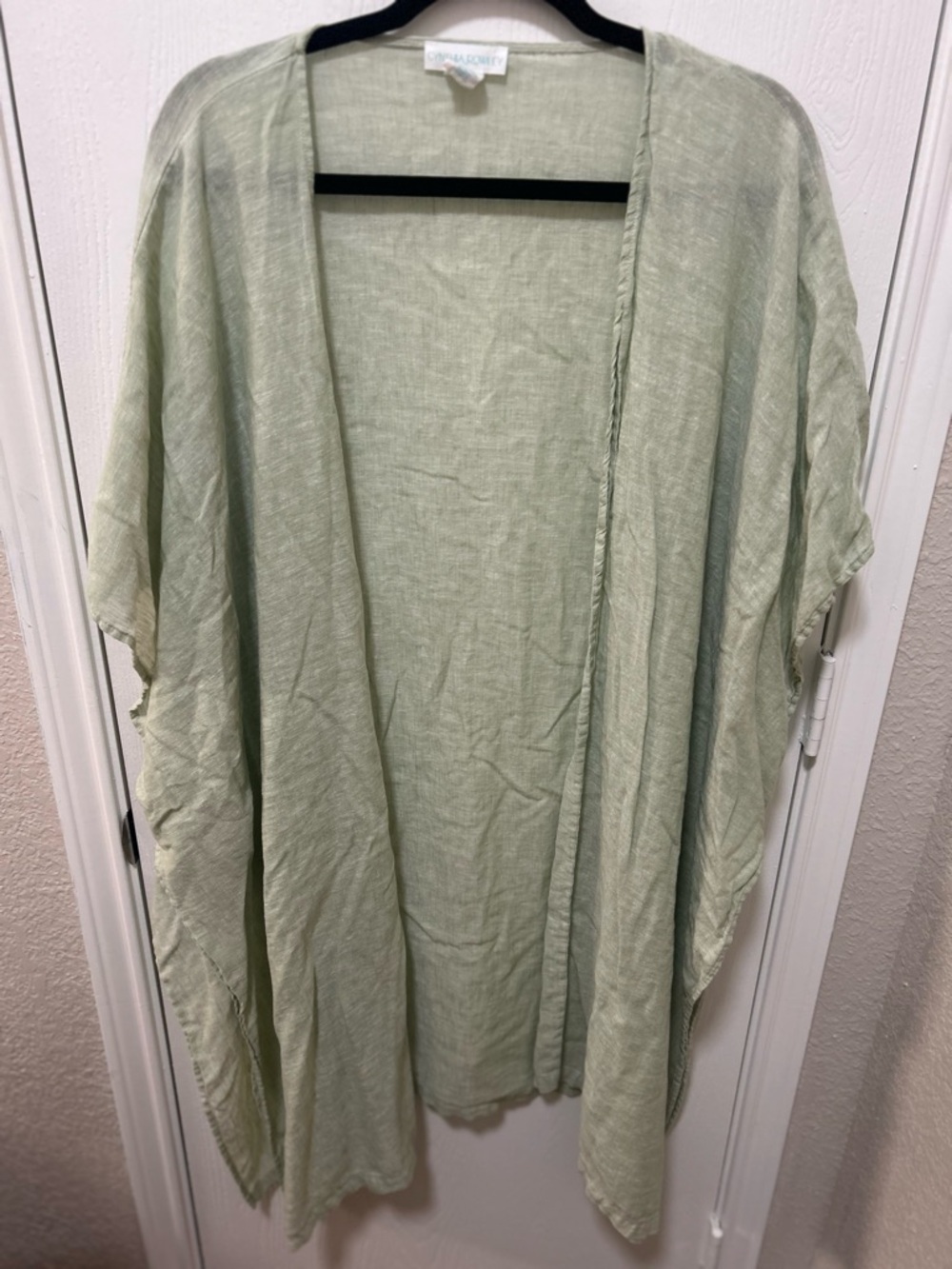 Cynthia Rowley Sage Green Linen Blend Kimono Beach Swimsuit Cover Up One Size
